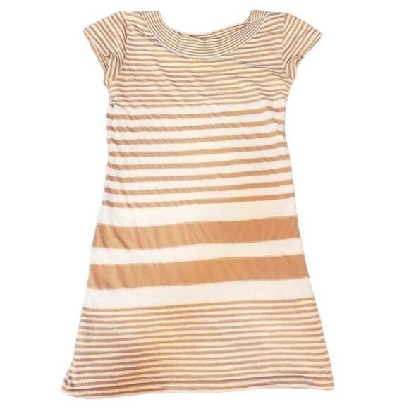 Anthropologie Maeve haven dress in tan and cream striped tee shirt dress size xs - Picture 4 of 7